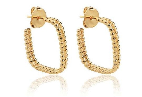 Brinco Quadrado Microesferas Douradas