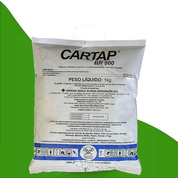 Fungicida inseticida Cartap 500 - 1 kg Cloridrato de Cartape - Melancia, Melão, Feijão, Batata, Algodão, Couve, Pepino, Maracujá, Café, Tomate,Trigo e Girassol