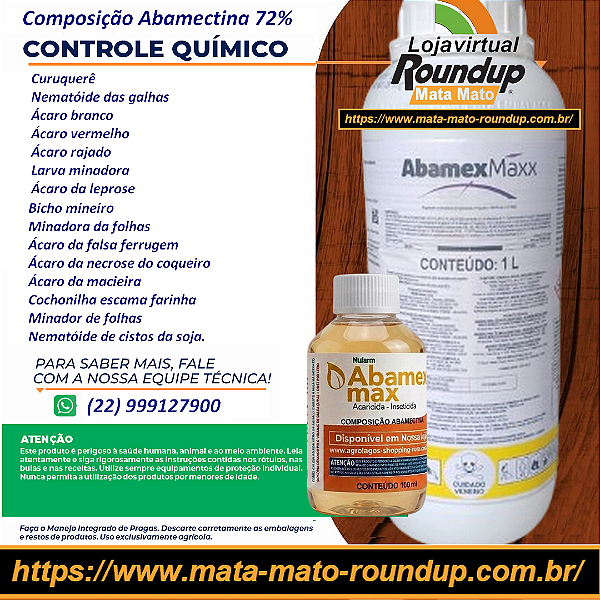 Acaricida Abamectina Max Fracionado 50 ml - 72%Abamexx 4X mais forte