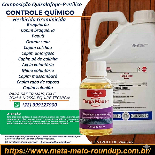 Herbicida Graminicida Targa Max Fracionado 100ml - Composição Quizalofope-P-etílico