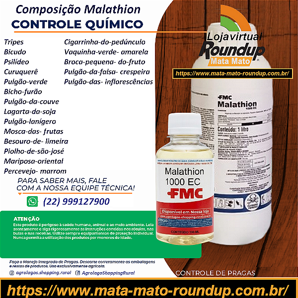 Inseticida Malathion 1000 CE Fracionado 100 ml - Contato e Ingestaõ