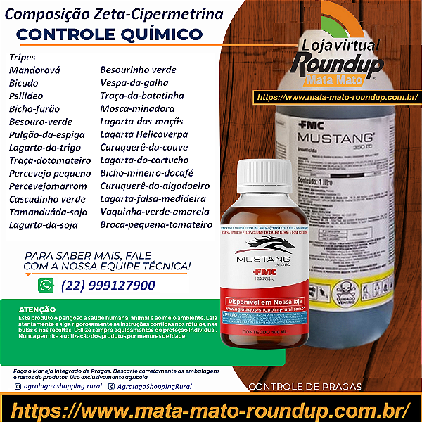Inseticida Mustang 350 Fracionado 100 ml - Composição Zeta-Cipermetrina