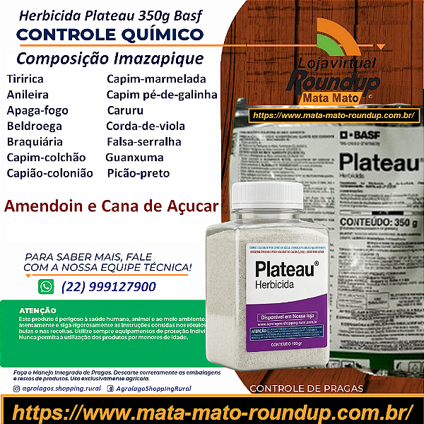 Herbicida Plateau 100 gr - Composição Imazapique Controle de Tiririca