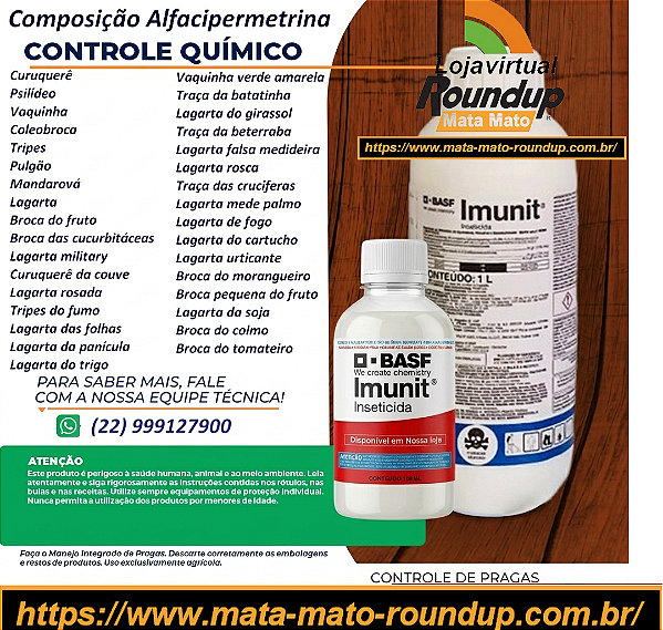 Inseticida de contato Imunit Fracionado 100 ml - Composição Alfa-cipermetrina/Teflubenzurom