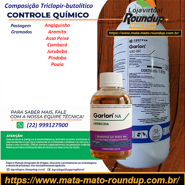 Herbicida Garlon 480 BR Fracionado 100 ml - Composição Triclopir Butólico