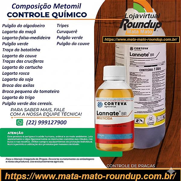Inseticida Lannate BR Fracionado 100 ml - Composição Metomil
