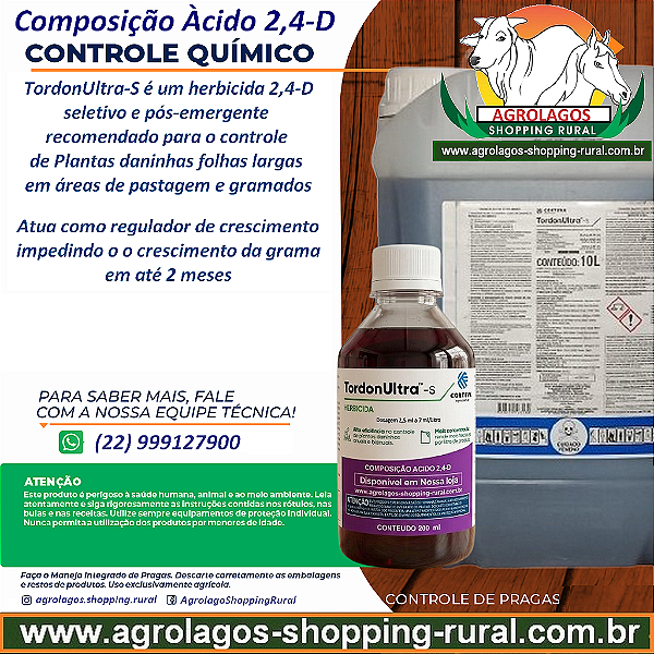 Tordon Ultra Ácido 2,4-D Fracionado 200 ml - Mata mato Folhas Largas e regulador de crescimento