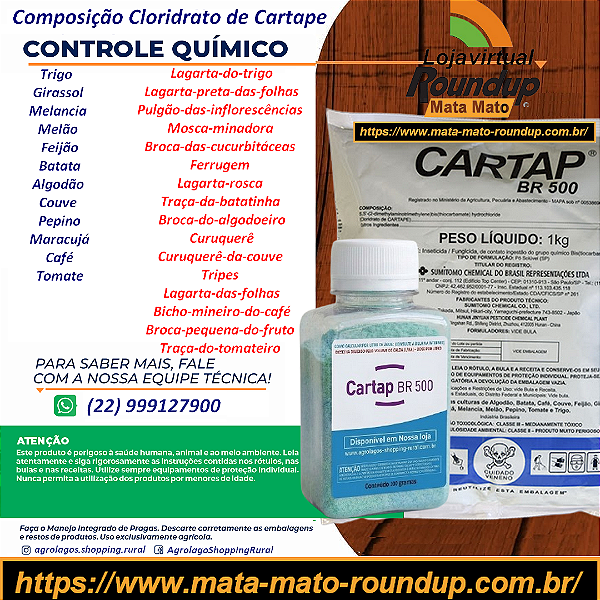 Fungicida Cartap br 500 Fracionado 100 gr - Composição Cloridrato de Cartape