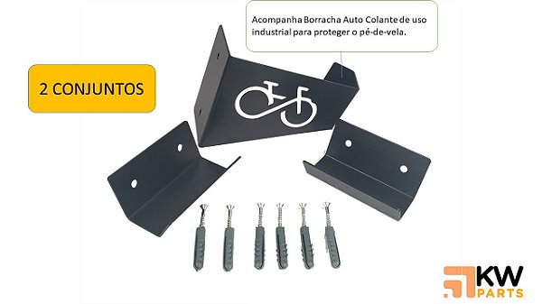 KIT C/ 2 SUPORTE HORIZONTAL DE BICICLETA PRETO