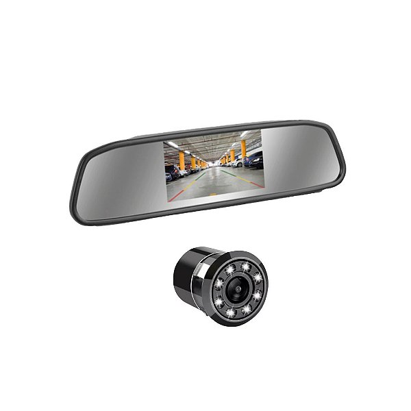 Retrovisor Camera de Ré LCD 2x1 Camera No Retrovisor Noturna