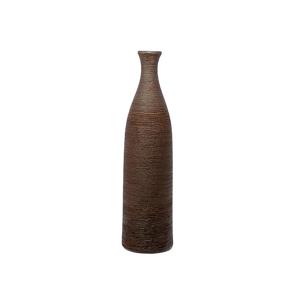 Vaso Decorativo Garrafa Cerâmica Textura Marrom