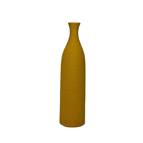 Vaso Decorativo Garrafa Cerâmica Textura Ocre