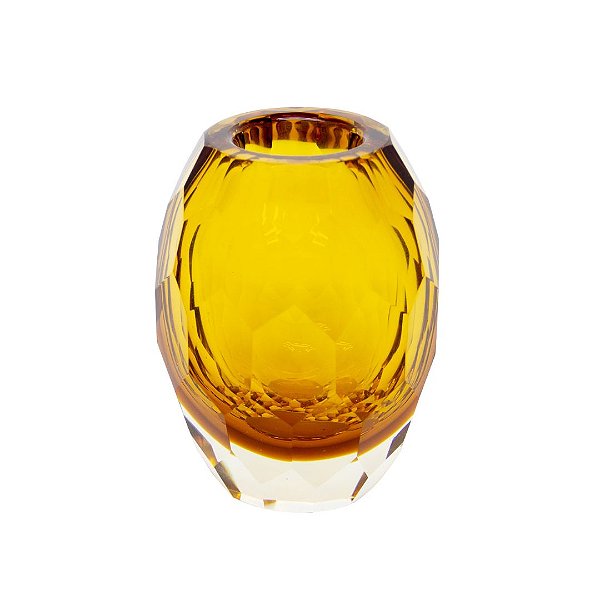 Vaso Vidro Decorativo Amarelo Diamante