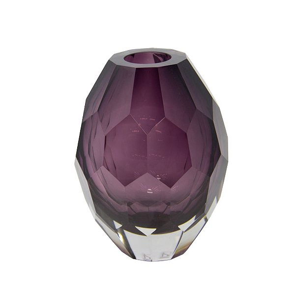 Vaso Vidro Decorativo Roxo Diamante