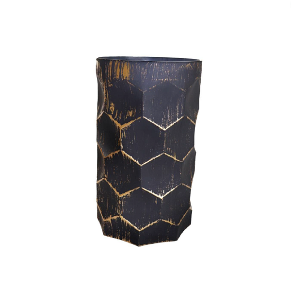 Vaso Decorativo Colmeia  Azul Com Dourado