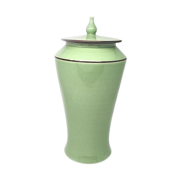 Pote Decorativo Cerâmica Com Tampa Chinês Grande