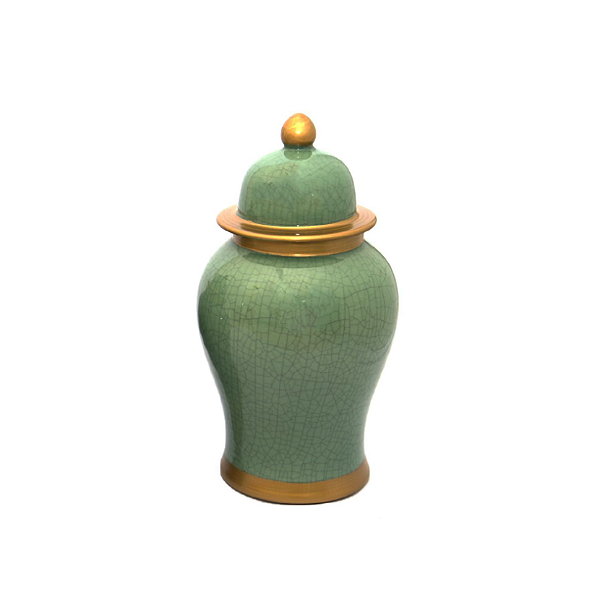 Pote Decorativo Cerâmica Verde Claro Trinca Grande