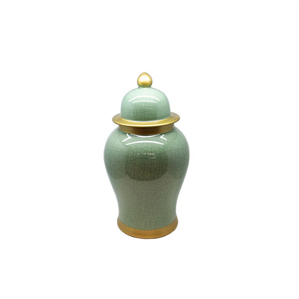 Pote Decorativo Cerâmica Verde Claro Trinca Pequeno