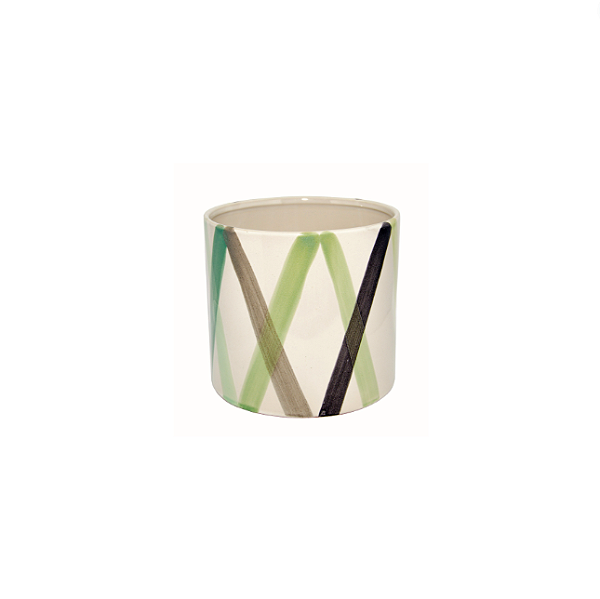 Cachepô Vaso Decorativo Cerâmica Listras Pequeno