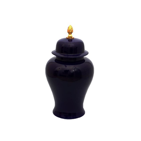 Pote Decorativo Cerâmica Azul E Dourado Aladim
