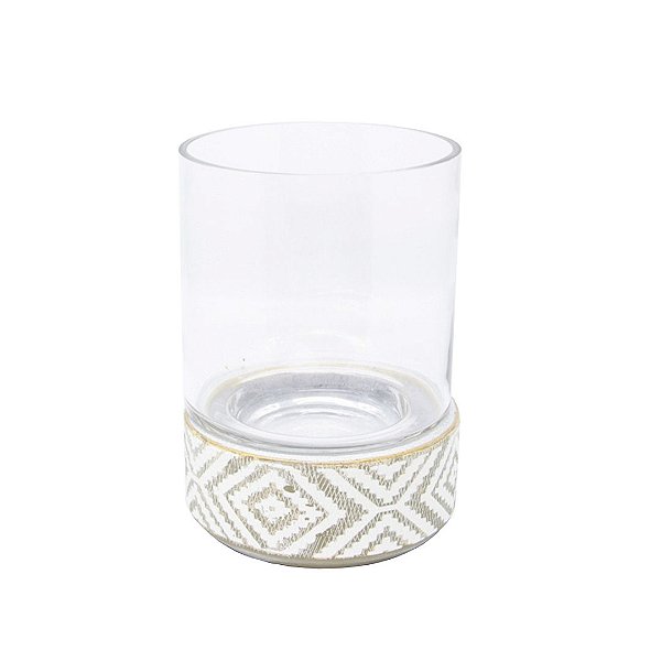 Vaso Vidro e Cerâmica Decorativo Decoração Renda