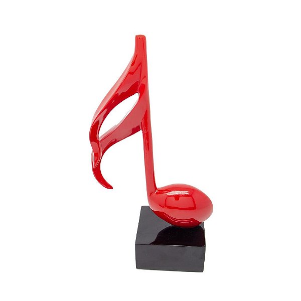 Escultura Resina Vermelha Nota Musical Semi Colcheia