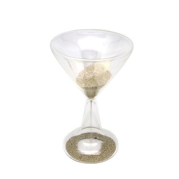 Ampulheta Decorativa Vidro Taça Prata Casa Efeite