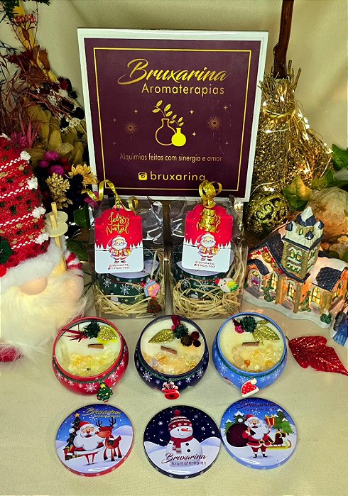Vela em Lata Temática + Embalagem Presente | Especial de Natal