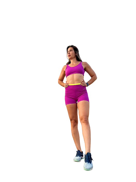 Conjunto colors roxo e amarelo neon