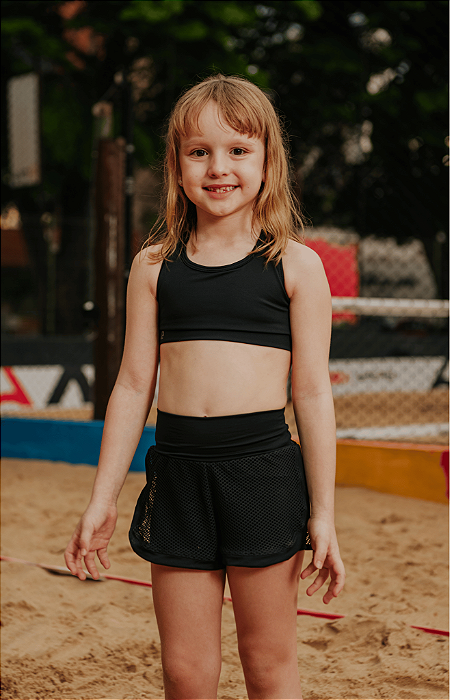 short infantil duplo tela preto