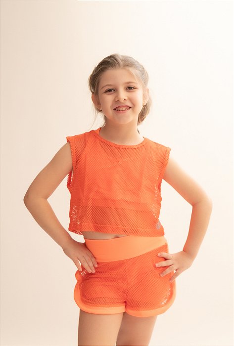cropped infantil tela laranja