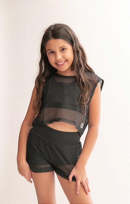 cropped infantil tela preto