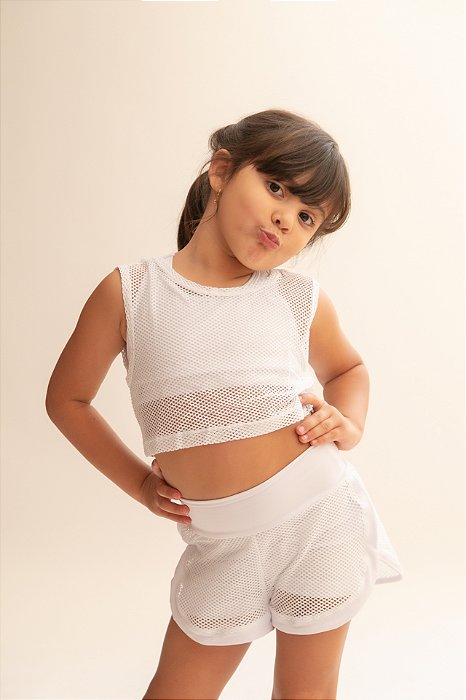 cropped infantil tela branco