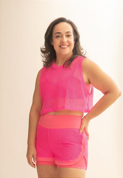short duplo tela rosa