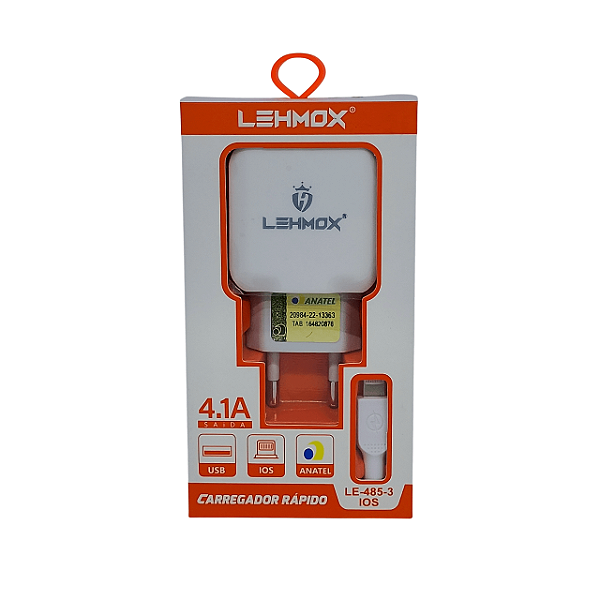 Carregador Rapído com Cabo USB linghting Lehmox 2 Portas USB