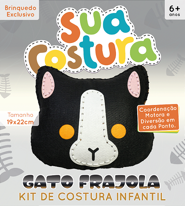 Gato Frajola - Montessori - Brinquedo Kit de Costura Infantil em Feltro - DIY