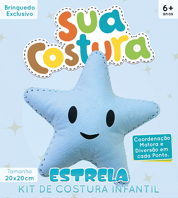 Estrela Azul - Montessori - Brinquedo Kit de Costura Infantil em Feltro - DIY