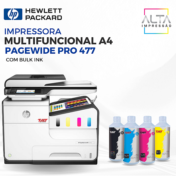 Impressora Multifuncional HP PageWide Pro 477dw com Bulk Ink - 40ppm