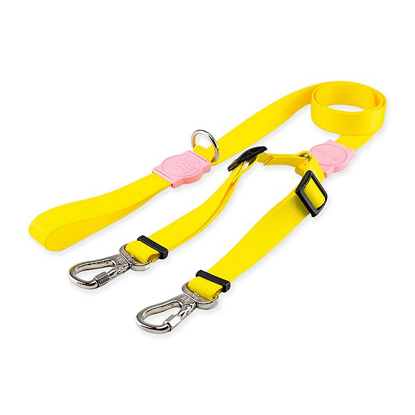 Guia Dupla Classic Yellow Rosa Dog Trip Brasil