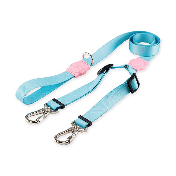 Guia Dupla Classic Aquamarine Rosa Dog Trip Brasil