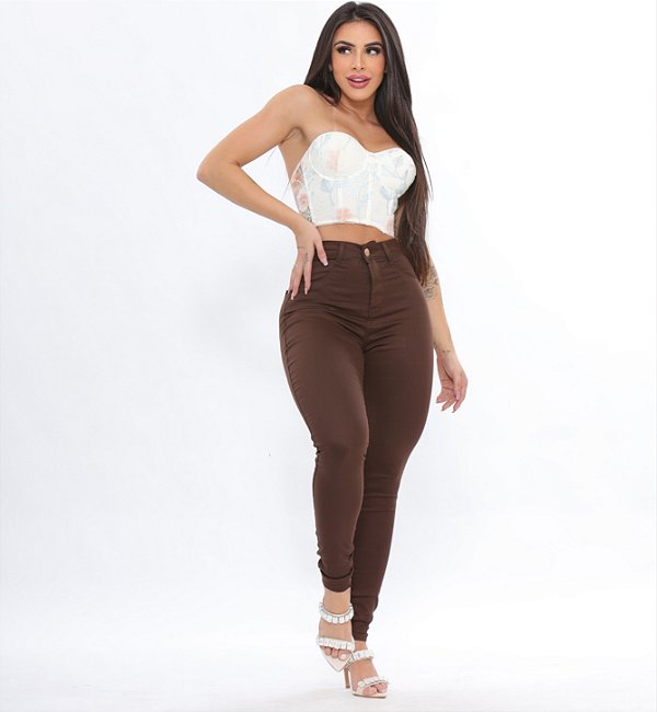 CALÇA FEMININA SKINNY  MARROM VERTERE JEANS VTR - 0197
