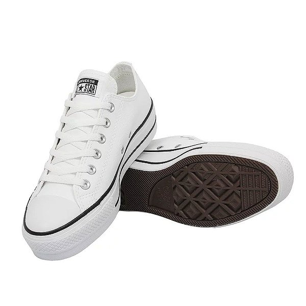 All Star Plataforma Branco de Couro