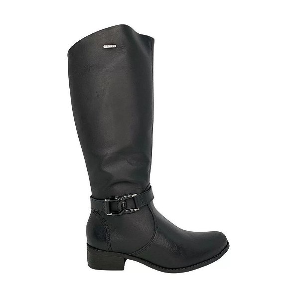 Bota Bottero Couro Montaria Cano Alto Preto/Ouro Feminino