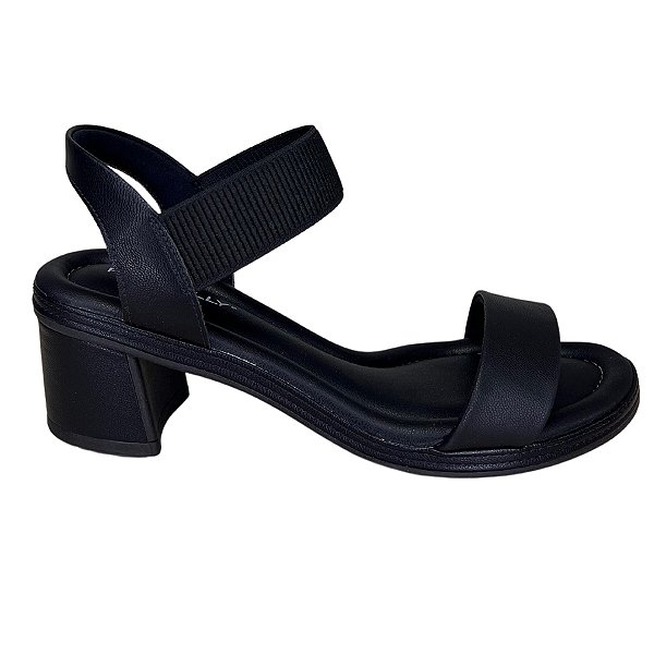 Sandalia Piccadilly Napa Elastico Canelado Preto Feminino