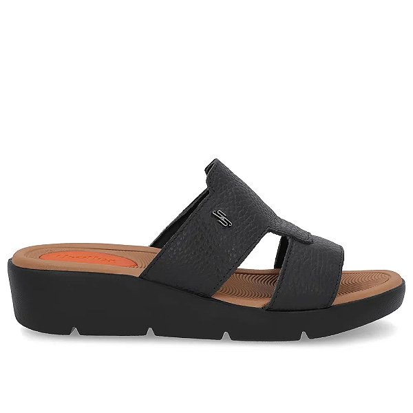Tamanco Usaflex  Couro Preto Feminino