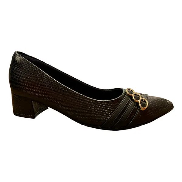 Sapato Piccadilly Napa Lux Linho Preto Feminino