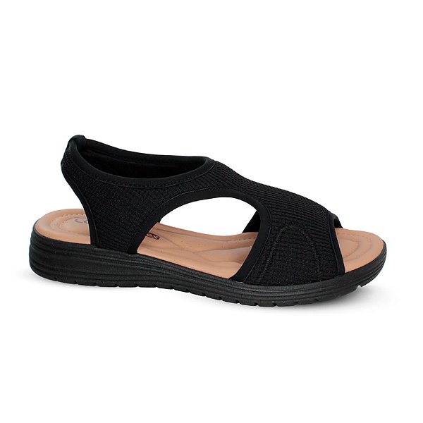 Sandália ComfortFlex Lycra Paris Preto Feminino