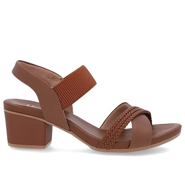 Sandalia Usaflex Couro Canela Marrom Feminino