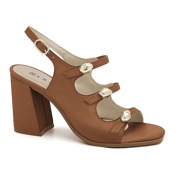 Sandália Ramarim Napa Polish Plus Toffe Marrom Feminino