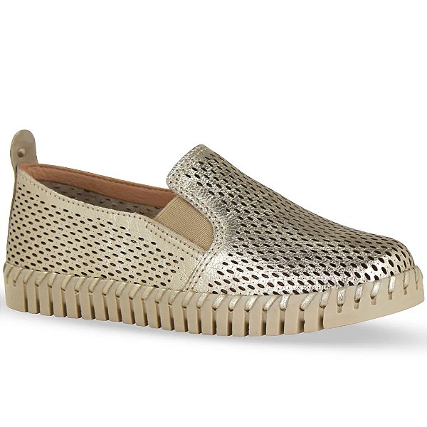 Sapato Bottero Bottwister III Couro Metal Dourado Feminino